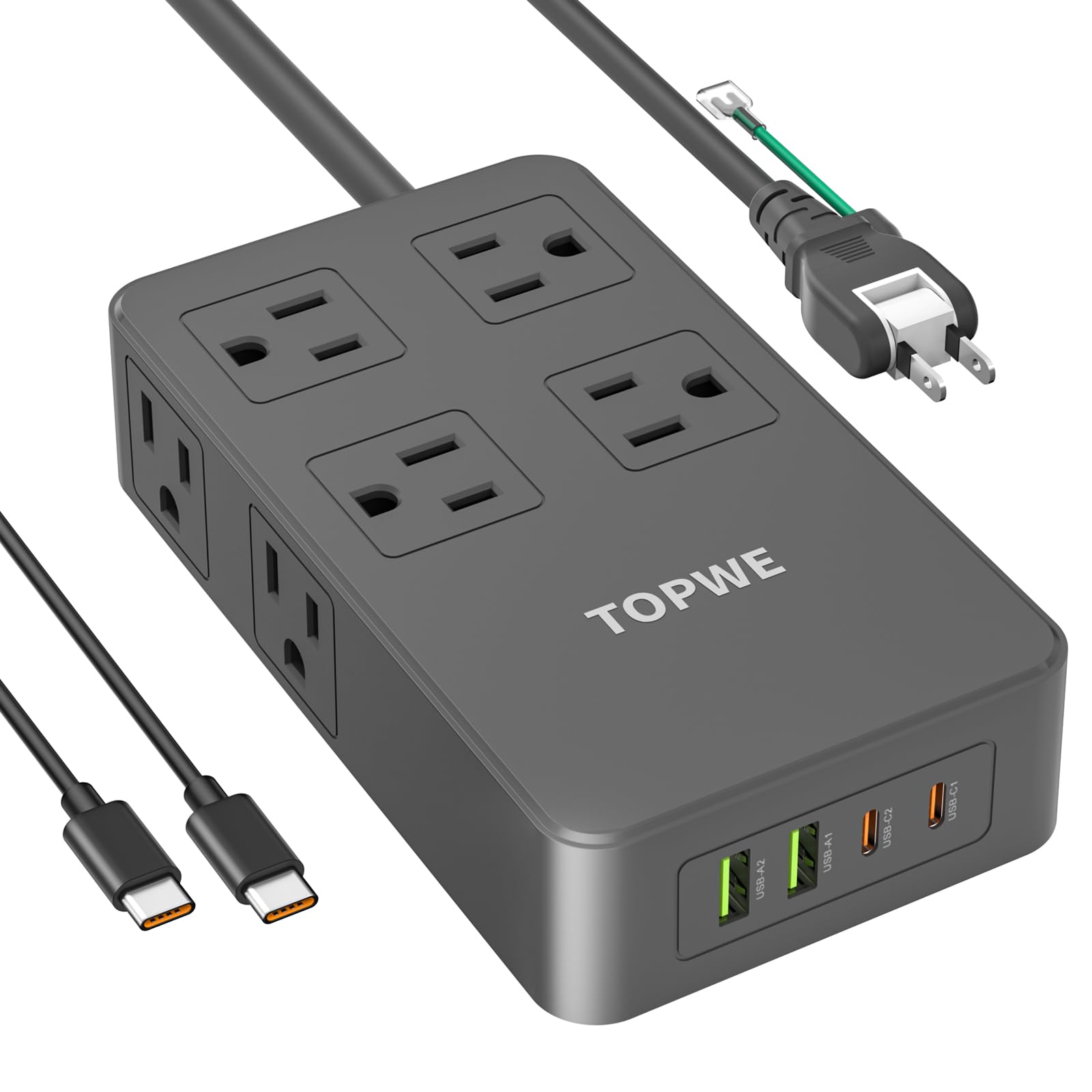 28,800円→テーブル ワイヤレス充電 USB Type-C ブラック Amazon.co.jp: TOPWE 電源タップ USB-C type-c PD 100W 2m 延長コード